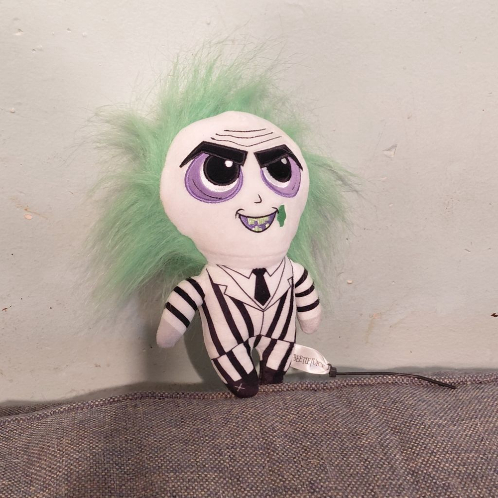Stuffed Animal White Black Green Beetlejuice
